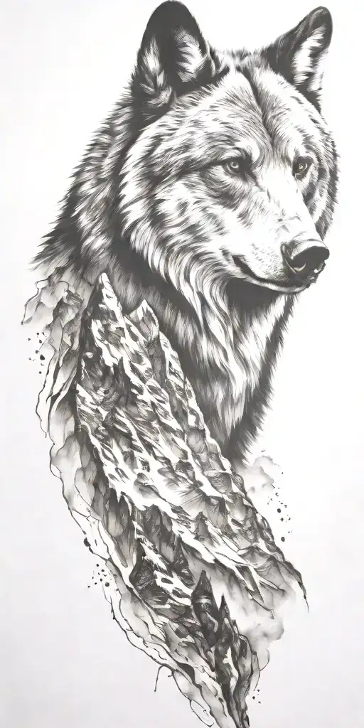 Mountain Range With Bear Head