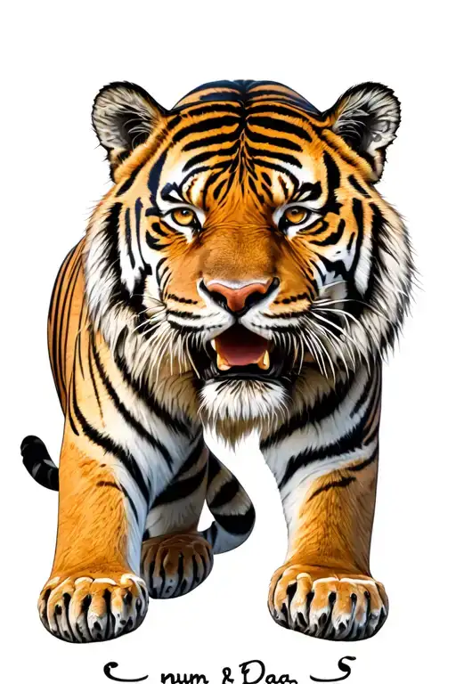 Tiger With Mum And Dad Written In Tamil Letters