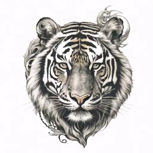 Tiger Head With Religious Hints And Honoring My Two Children