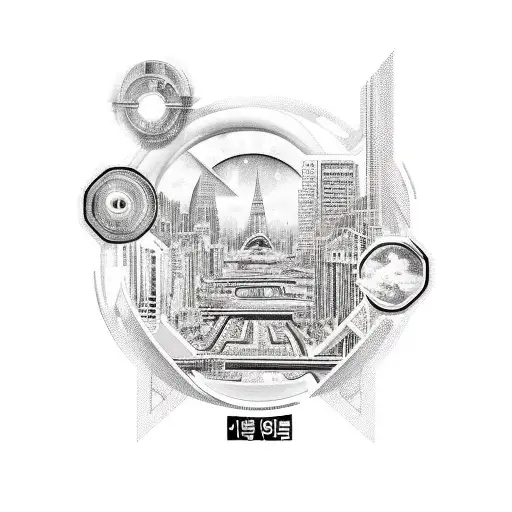 A Realistic Depiction Of The Bts Logo With A Backdrop Of A Korean Cityscape