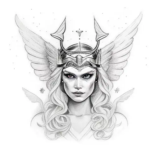 Valkyrie Looking To The Side Wearing A Winged Diadem