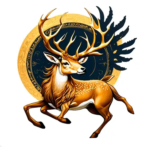 Badass Artemis Chariot Golden Deer