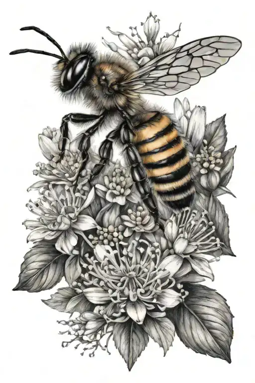 Honey Bee With Wildflowers Blooming