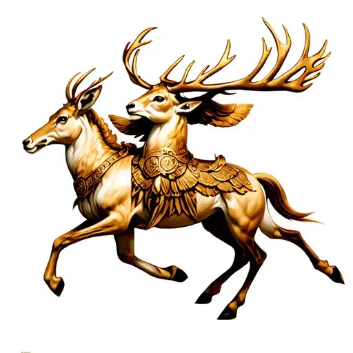 Badass Artemis Chariot Pulled By Golden Deer