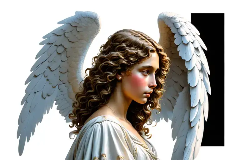 A Angel With Spread Wings Looking Straight