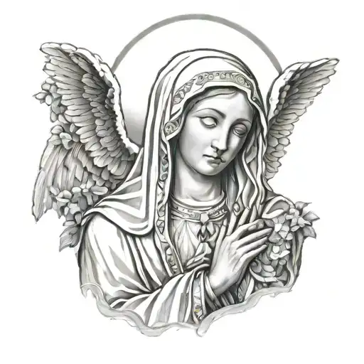 Virgin Mary Catholic Woman Pray Only Face