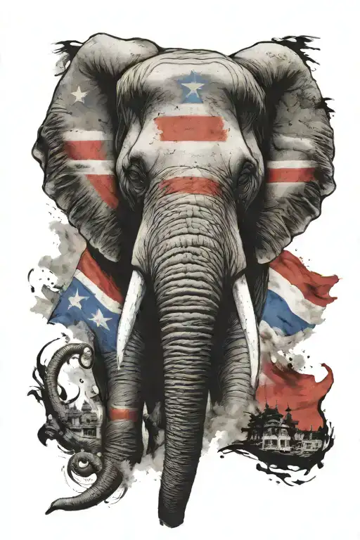 Elephant Head Thailnd Flag Back Ground