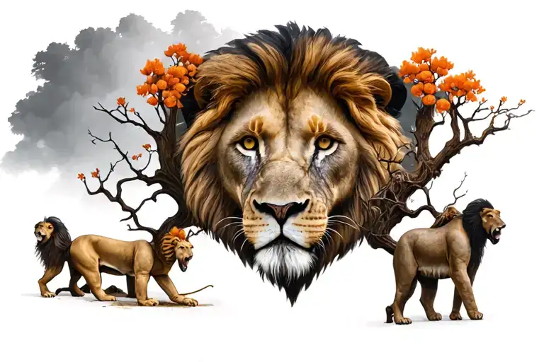 Family Tree Growing Into Another Family Tree Growing Into A Lion