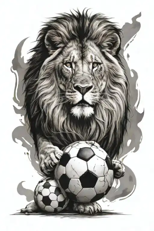 Lion With Soccer Ball