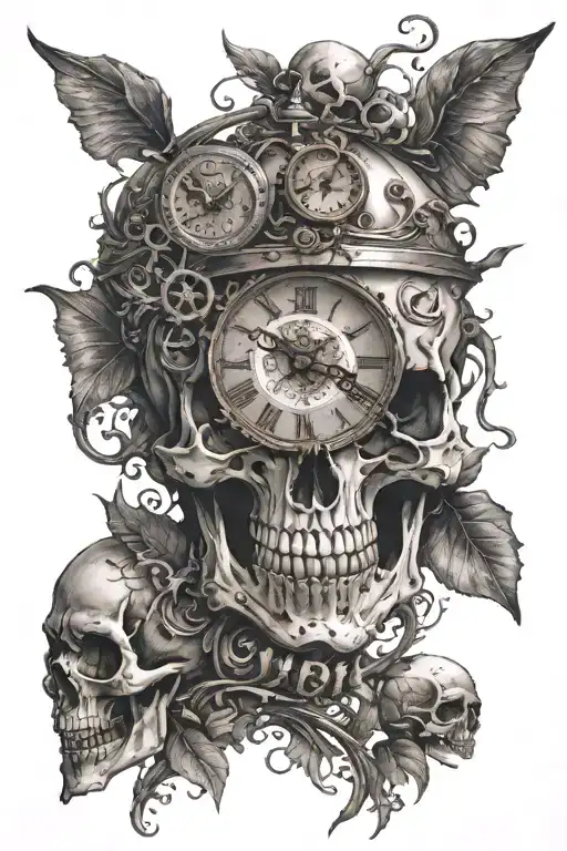 Skull Clock Surrounded
