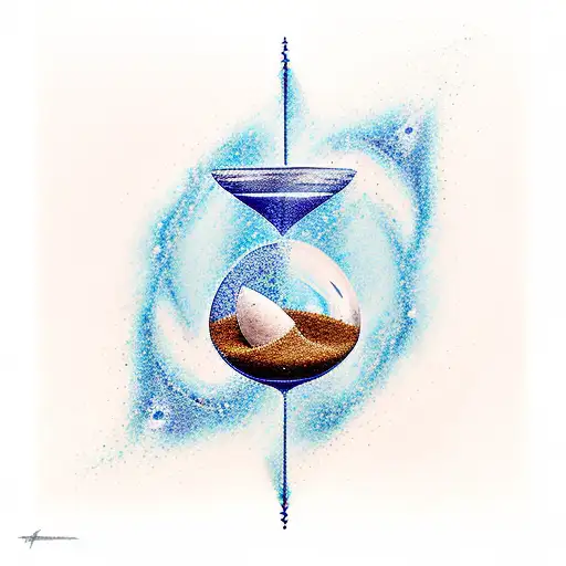 Broken Hourglass From Which Sand Spills Out And Becomes A Universe