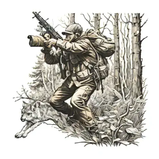 A Person Hunting In Woods