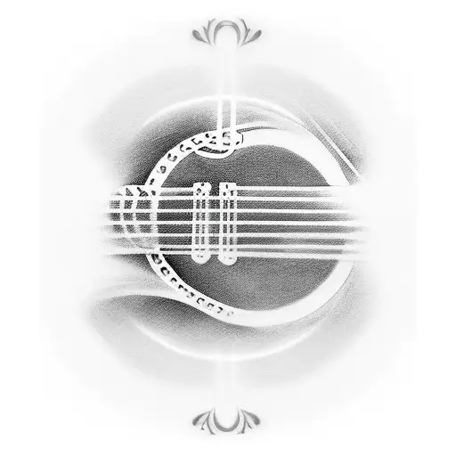 A Minimalist Tattoo Of A Guitar With Musical Notes Flowing Out Of It