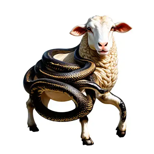 Snake Coiled Around Sheep Body