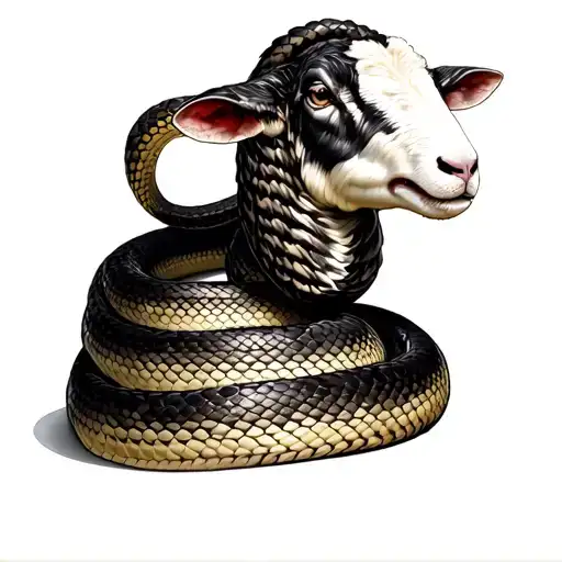 Snake Coiled Around Sheep Body