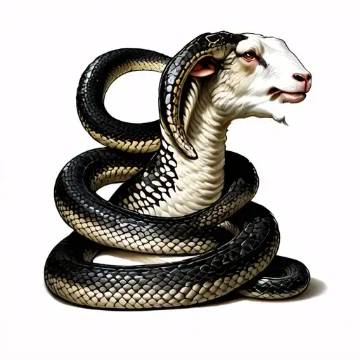 Snake Coiled Around Sheep Body