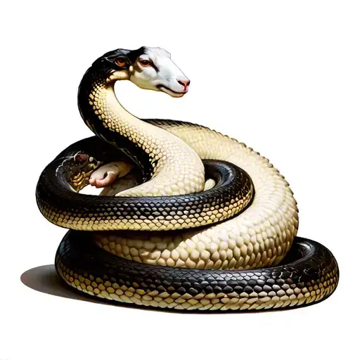 Snake Coiled Around Sheep Body