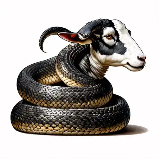 Snake Coiled Around Sheep Body