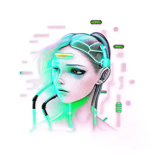 A Sweet And Badass Cyberpunk Girl With A Gun Made Of Neon Lights