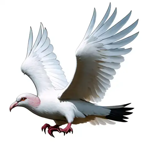 Flying White Dove With Snake Eyes