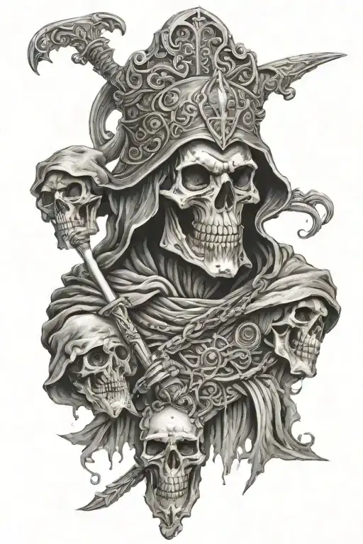 Grim Reaper And Roman Emperor Marco Aurelio Surrounded