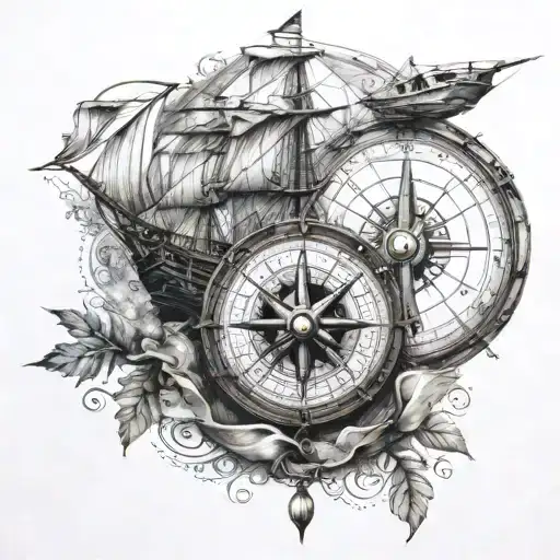 Piate Ship And Compass