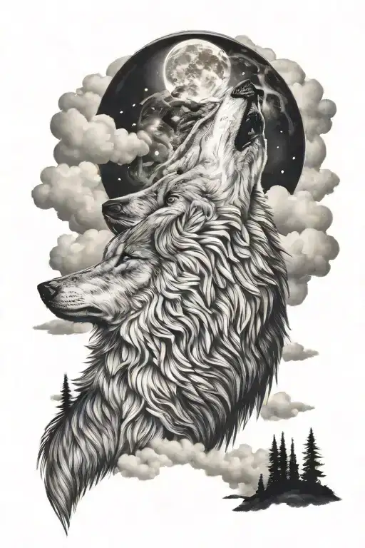 Howling Wolf With Heaven In The Background