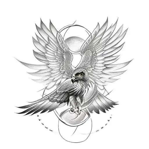 Hawk With Phoenix Wings And Tail