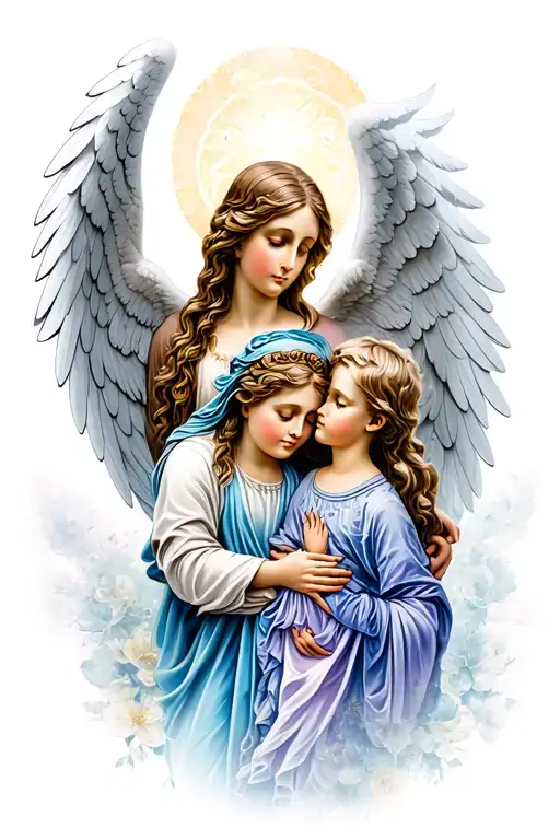 Angel Tattoo That Represents Mother And Son