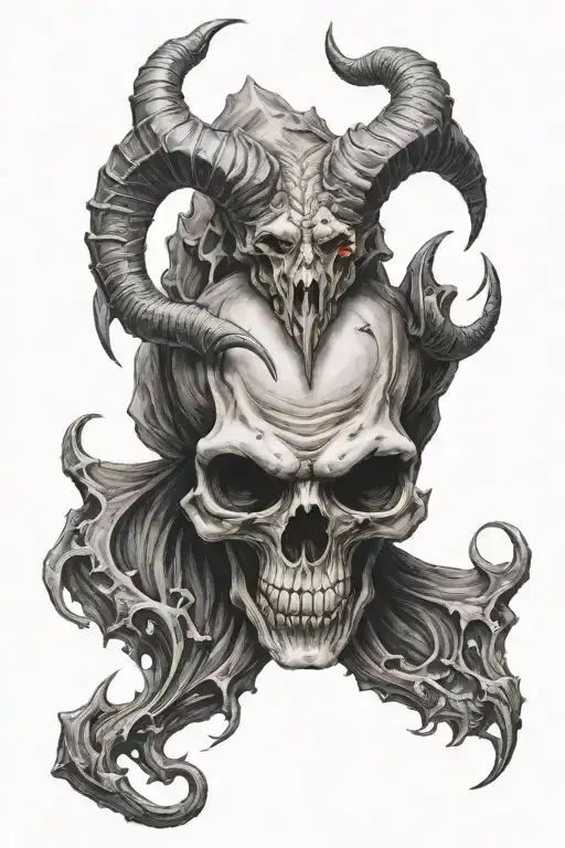 Vampire Skull With Goat Horns Bahamut Head