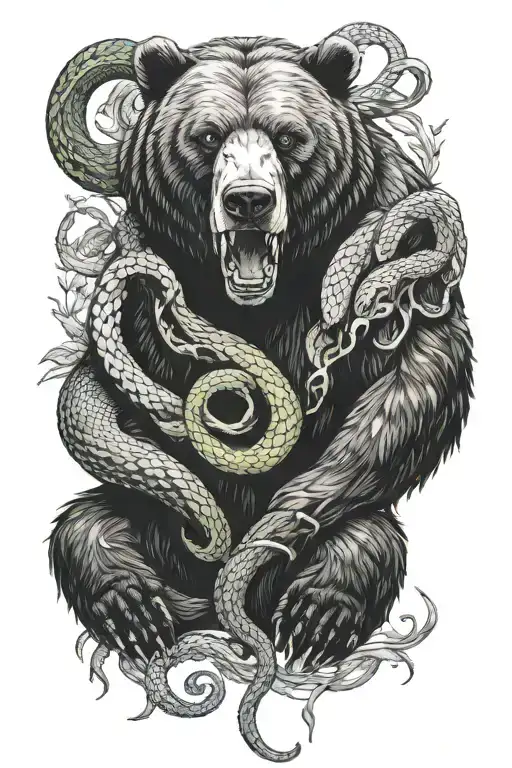 Big Ominous Bear With A Snake Intertwined Within