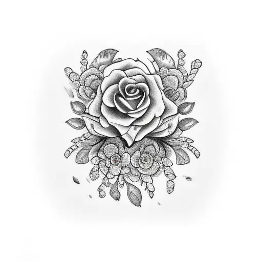 Conjunto Floral Que Sube Del Cuello A La Cabeza