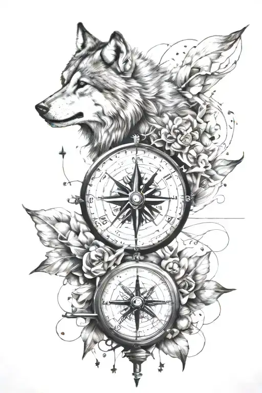 Compass Wolf Clock
