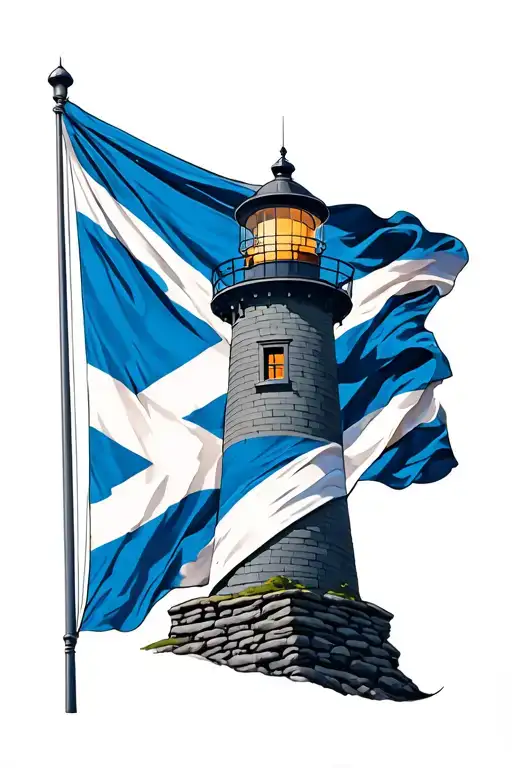 Scottish And Nova Scotia Flag With Light House