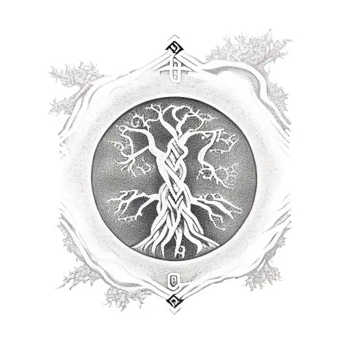 Baby Groot With The Norse Tree Of Life