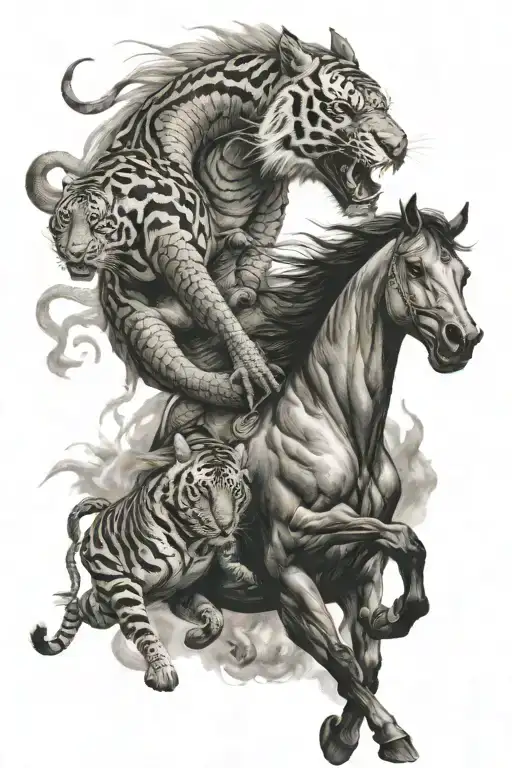Dragon Snake Tiger And Horse Running