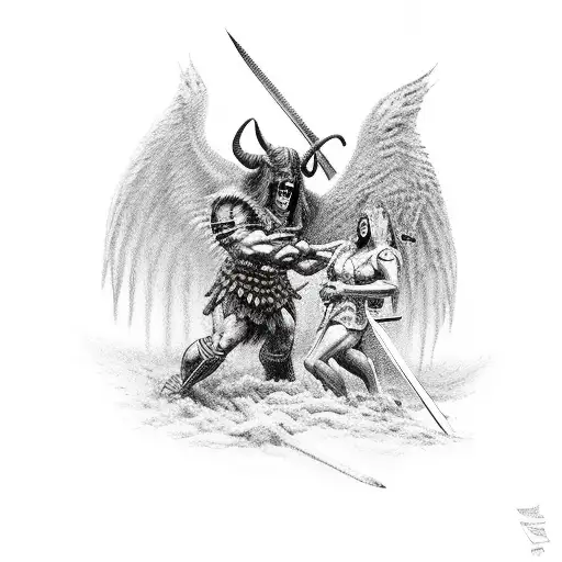 Satan Fighting With A Warrior In Rotterdam