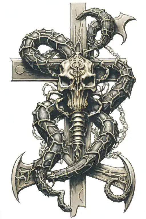 Scorpion Surrounding The Crucifix Intertwined