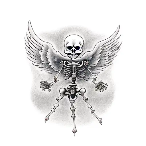 Skelleton Angel Falling From The Sky Into Hell