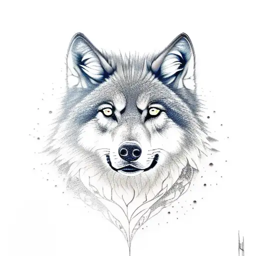 Moon With Darkforest And Wolf