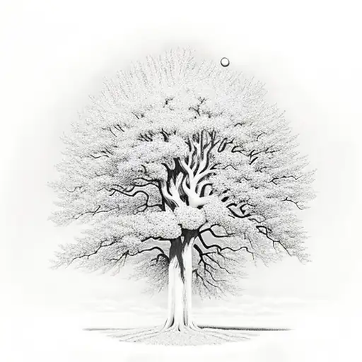 Circular Elm Tree In Front Of A Nuclear Explosion