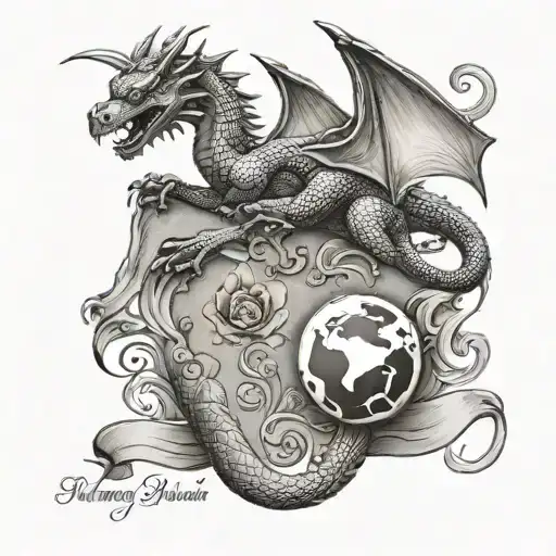 Dragon And Baby Footprint With Name