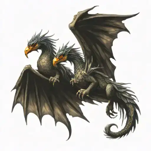 Western Dragon And A Phoenix Dancing Together