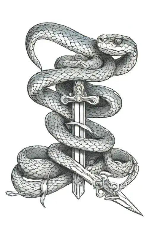 Snake Wrapped Around A Sword
