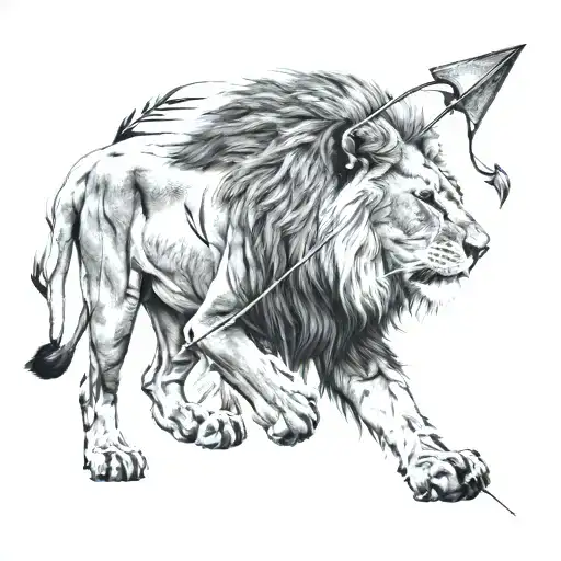 Lion Looking Away Arrow In Back