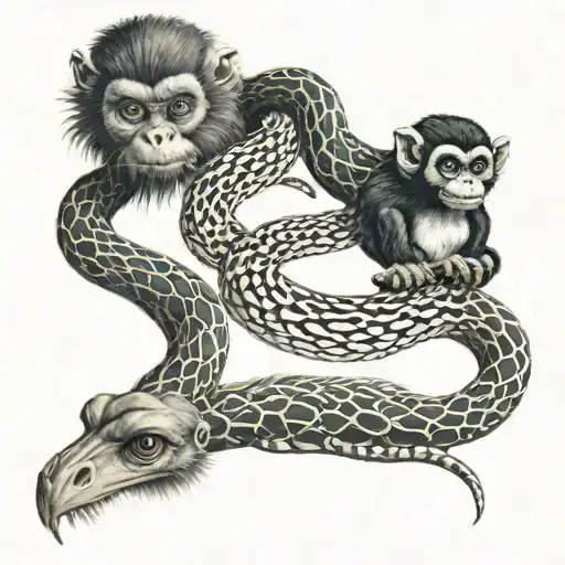 One Snake And One Spider And One Monkey