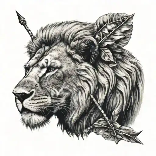 Lion With Arrow Looking Away