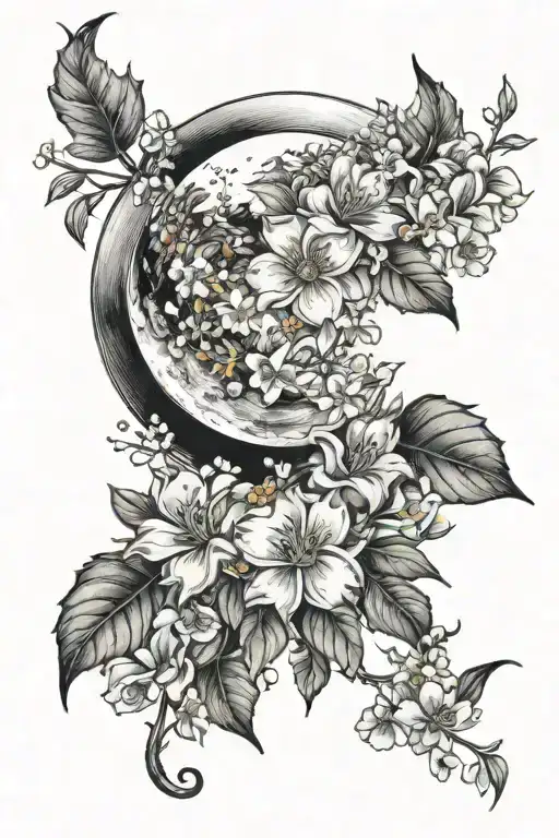 Moon And Flowers