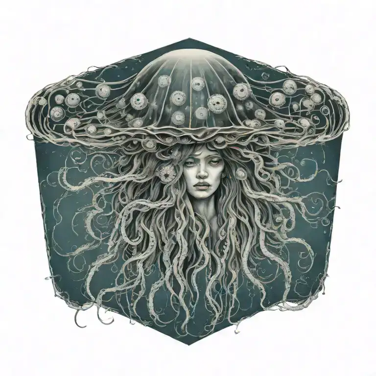 Gargon Jellyfish With Many Eyes In Her Hair Portrait