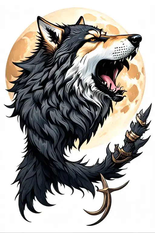 Viking Wolf Howling At The Moon